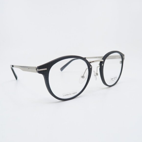 Tumi VTU025 02AN 50mm Matte Black-Grey Carbon Fiber/Silver Metal New Eyeglasses. - Picture 2 of 7